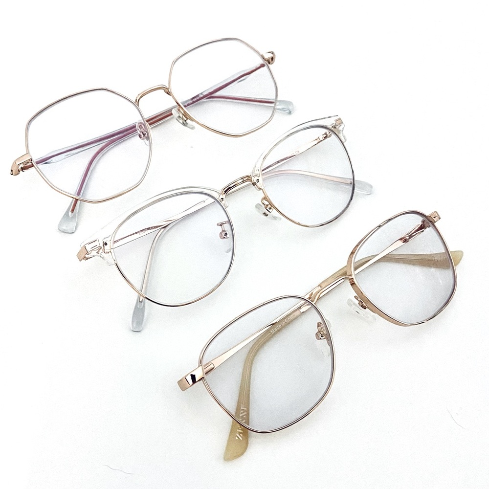 Bundle 3 Various Shape Square Oval Octagon Metal Wire Frame Glasses Zenni Zinff